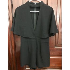 NUDE Brand black cape v-neck romper